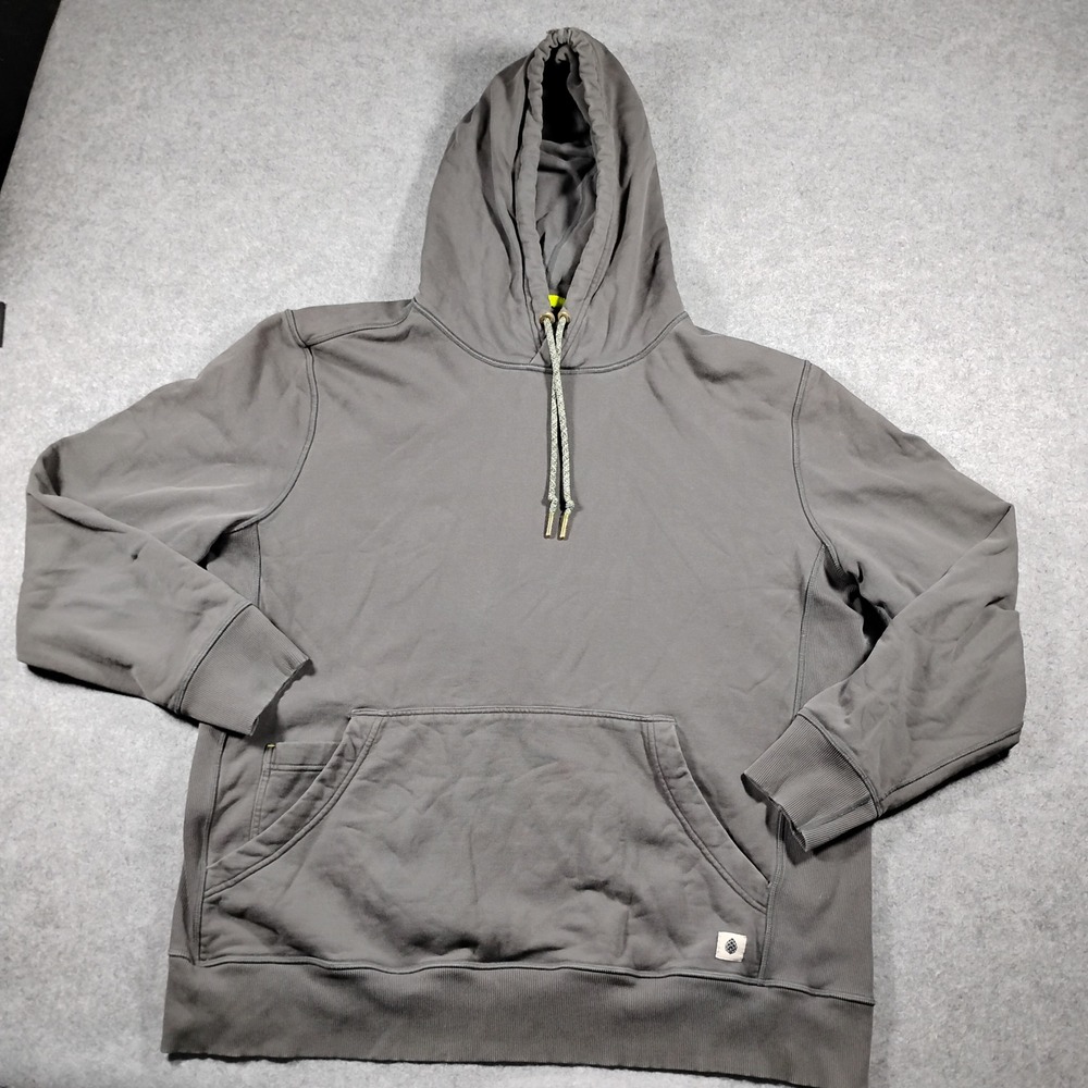 Stio Men's Charcoal Gray 100% Organic Cotton Pullover Kangaroo Pocket Hoodie L